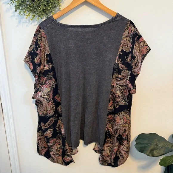 Custom AC/DC Graphic Women's Top with Paisley Sleeves - Picture 5 of 5